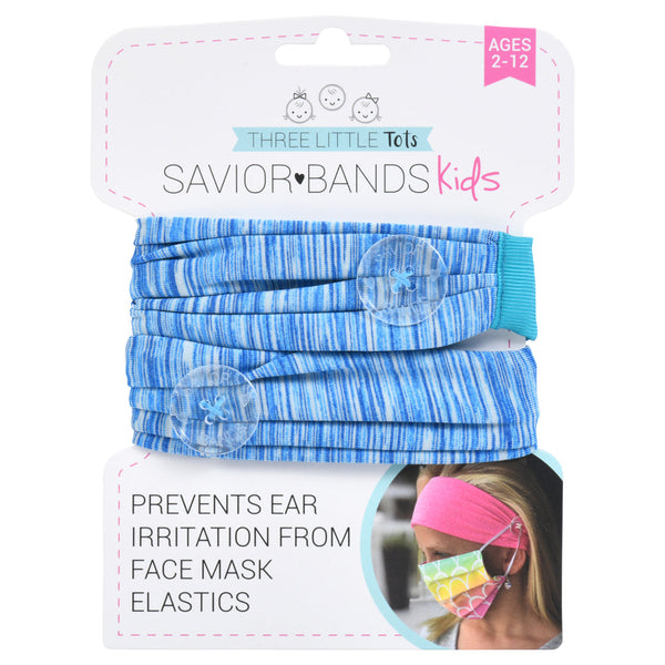 Cotton Candy Blue Savior Headbands with Buttons For Kids