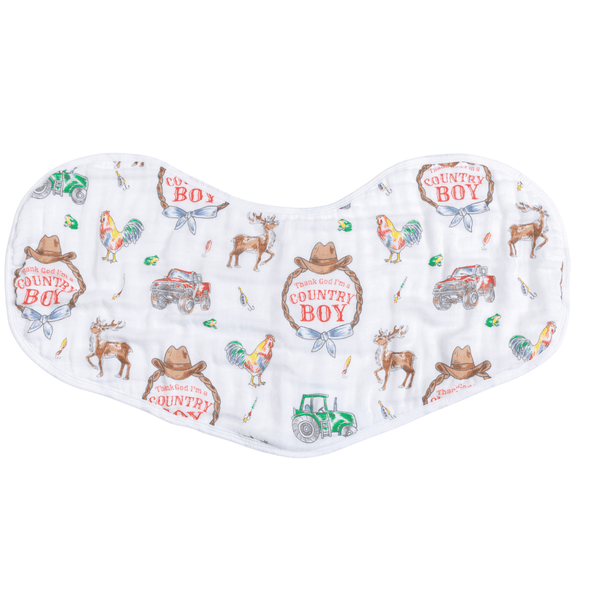 Country Boy Baby Giftset:  Baby Swaddle Blanket and Burp/Bib Combo