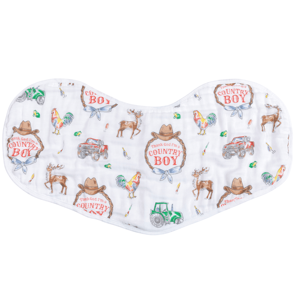 Country Boy Baby Giftset: Swaddle blanket and burp/bib combo for stylish and cozy baby care.