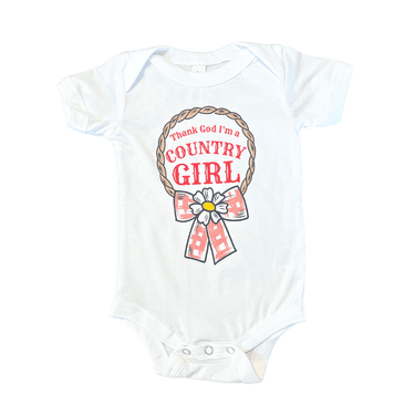Country Girl Onesie for babies, short sleeve bodysuit in a charming design, perfect for little country fans.