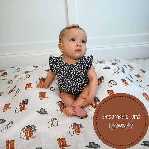 Life Is Better In Boots Baby Muslin Swaddle Blanket