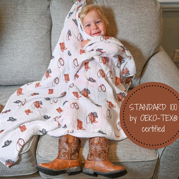 Life Is Better In Boots Baby Muslin Swaddle Blanket