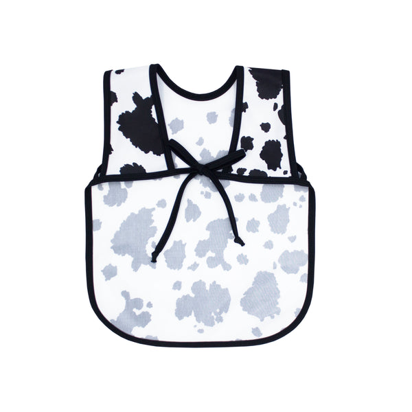 Cowhide Bapron on sale, angle view showcasing its unique design and functionality for babies.