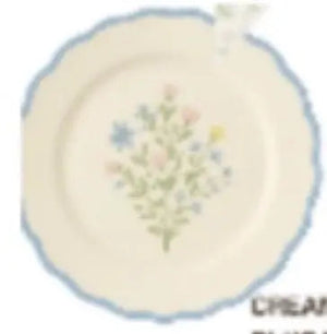 Cream Floral Light Blue Salad Plate S16