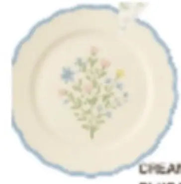 Cream Floral Light Blue Salad Plate S16