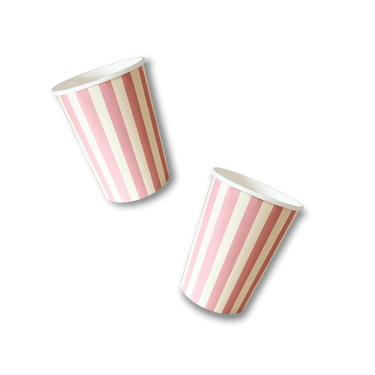 Cream & Pink Striped Cups