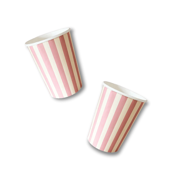 Cream & Pink Striped Cups