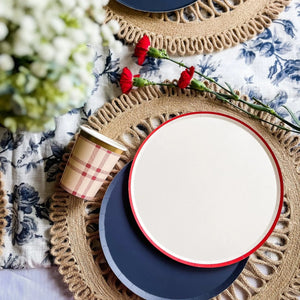 Cream Plate Red Trim, Paper Party Plate (8pcs)
