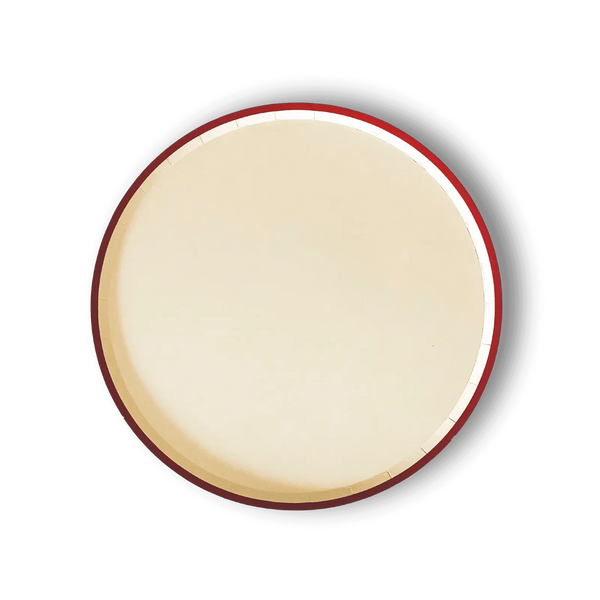 Cream Plate Red Trim, Paper Party Plate (8pcs)
