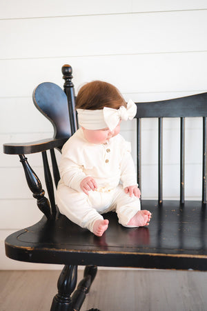 Knotted Headband - Cream Ribbed