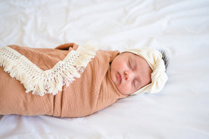 Knotted Headband - Cream Ribbed