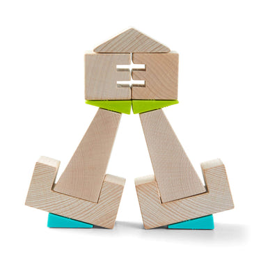 Crooked Towers Wooden Blocks set for creative play and learning in vibrant colors.