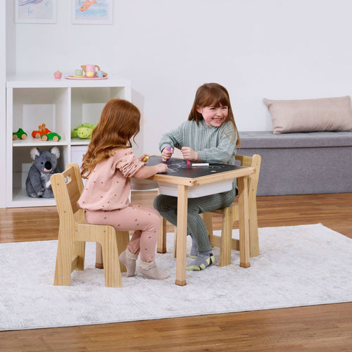 Cordia Wooden Kids Activity Table & Chair Set - Montessori-inspired design for play and learning, angle view.