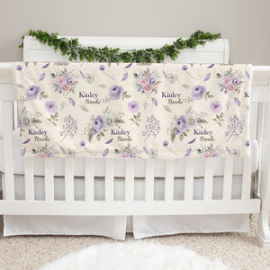Personalized Baby Blanket – Crystal Jean Lavender Baby Deluxe Floral Minky Throw