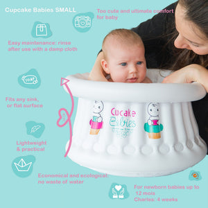 Cupcake Babies Small Bath White & travel pouch & inflator (suitable from birth up to 1 year)