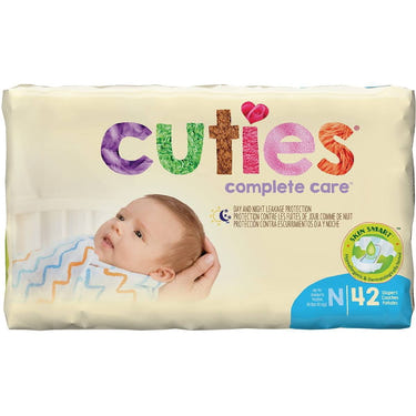 Cuties Complete Care Newborn Disposable Diapers - Soft, absorbent, and gentle for your baby's delicate skin.