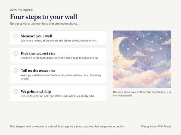 Watercolor Sleepy Moon Wall Mural, image 6