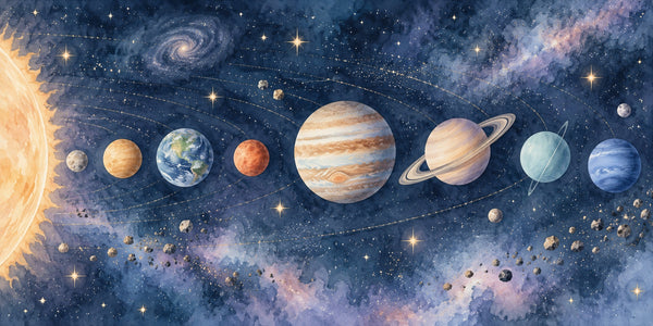 Watercolor Solar System Wall Mural, image 3