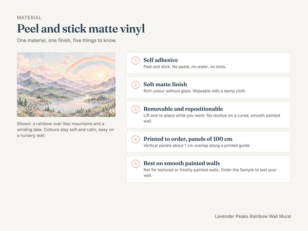 Watercolor Lavender Peaks Rainbow Wall Mural, image 6