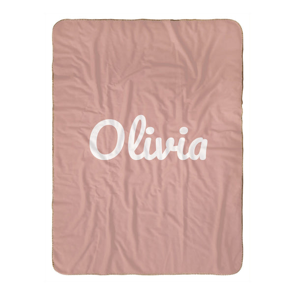Classic Name sherpa baby blanket in blush