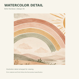 Watercolor Rainbow Sunshine Clouds Wall Mural, image 3