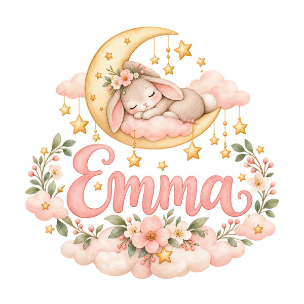 Personalised Moon Bunny Name Wall Decal, image 2
