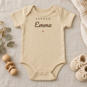 Little Name baby bodysuit in natural