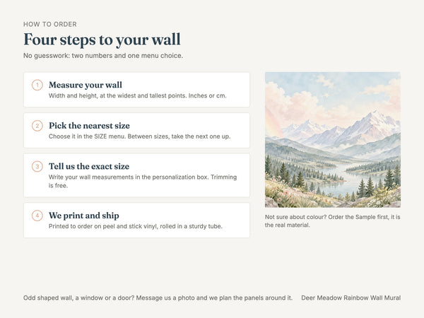 Watercolor Deer Meadow Rainbow Wall Mural, image 5