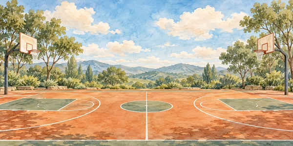 Watercolor Open Basketball Court Wall Mural, image 3