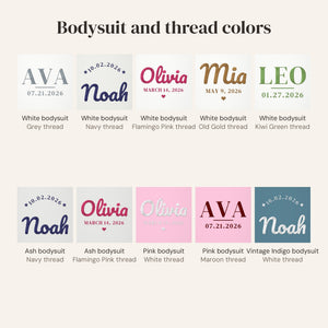 Bodysuit and thread color pairings
