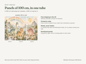 Watercolor Rainbow Dinosaurs Wall Mural, image 8