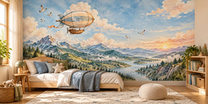 Watercolor Soft Airship Wall Mural, image 2