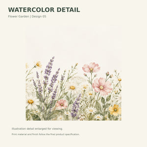 Watercolor Lavender Wildflowers Wall Mural, image 3