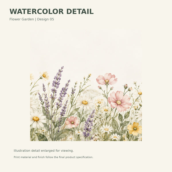 Watercolor Lavender Wildflowers Wall Mural, image 3
