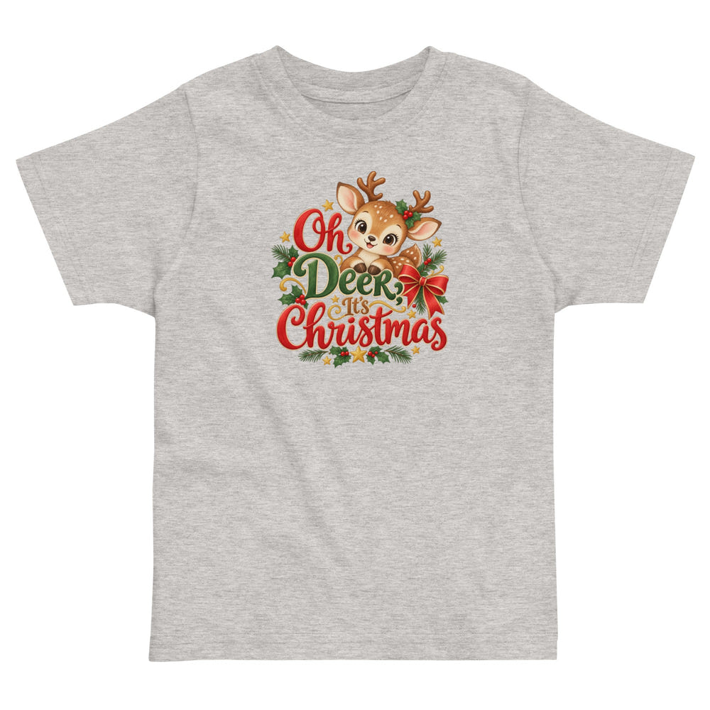 Oh Deer, It's Christmas toddler t-shirt in white, front view