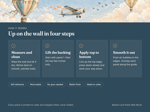 Watercolor Balloon and Plane Wall Mural, image 9