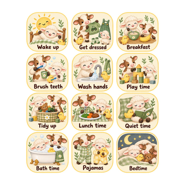 Farm Animal Daily Routine Wall Decals, Set of 12, image 2