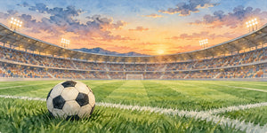 Watercolor Stadium Sunset Soccer Wall Mural, image 3