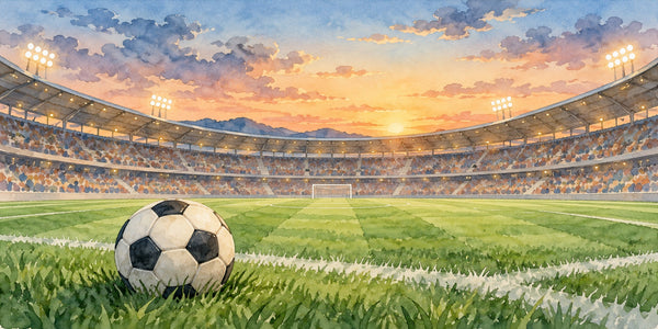 Watercolor Stadium Sunset Soccer Wall Mural, image 3