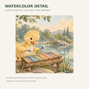 Watercolor Duckling Xylophone Wall Mural, image 4