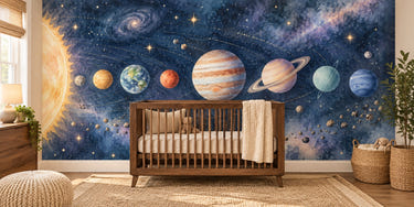 Watercolor Solar System Wall Mural, image 1