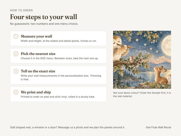 Watercolor Owl Flute Wall Mural, image 6