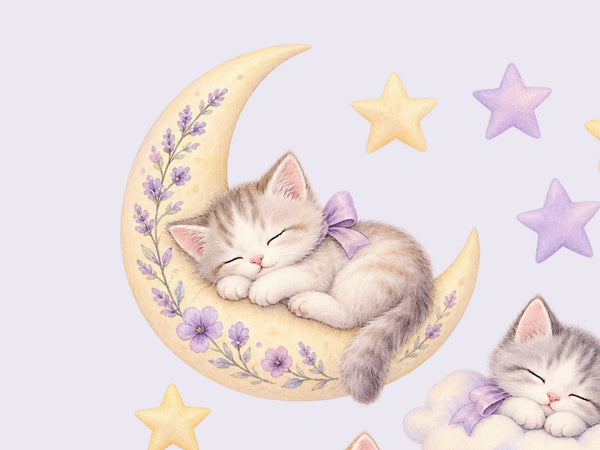 Sleeping Kitten Moon and Clouds Wall Decals, Set of 16, image 4