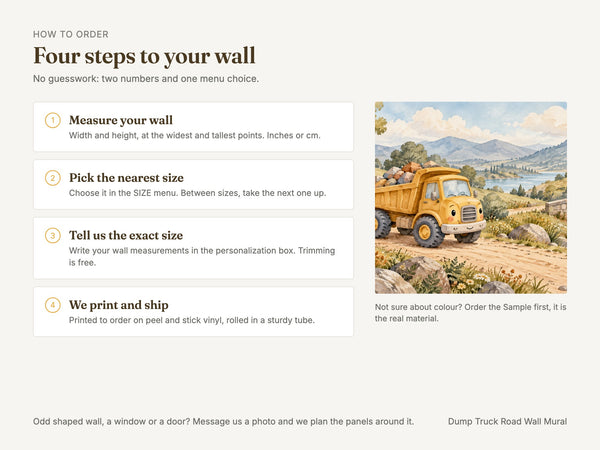 Watercolor Dump Truck Road Wall Mural, image 6