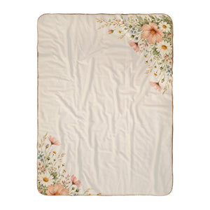 Personalize the Wildflower sherpa baby blanket in cream with your baby's name