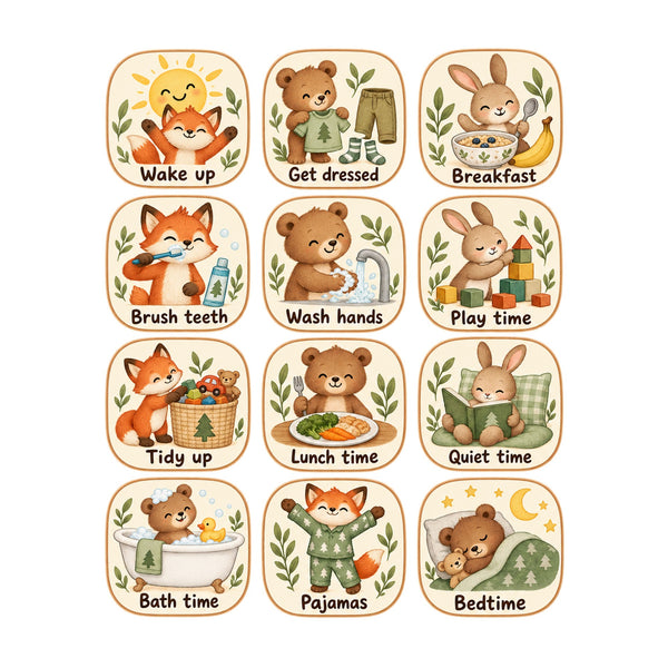 Woodland Daily Routine Wall Decals, Set of 12, image 2