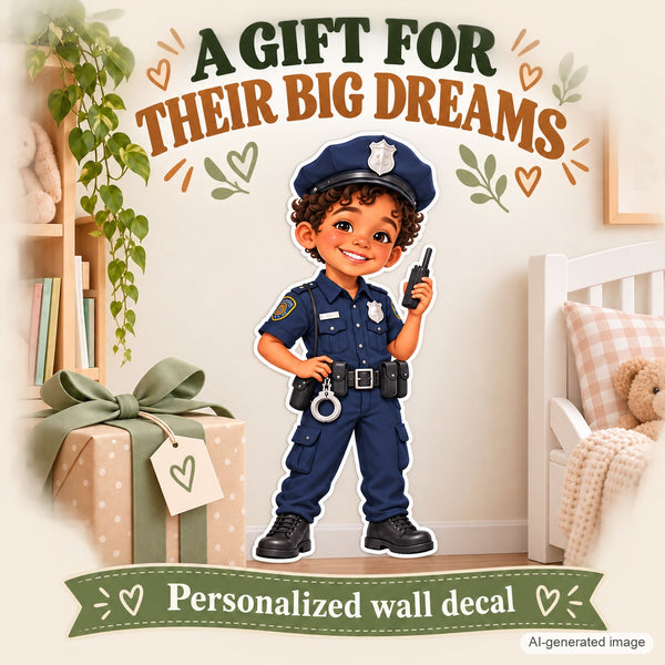 Personalized Police Officer Wall Decal from Photo, Dream Job Sticker, image 10