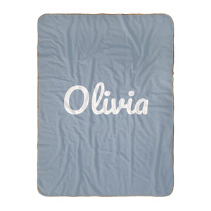 Classic Name sherpa baby blanket in dusty blue