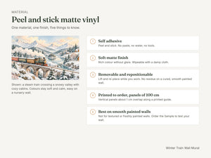 Watercolor Winter Train Wall Mural, image 7