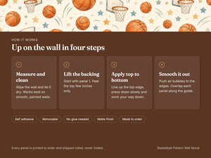 Watercolor Basketball Pattern Wall Mural, image 9